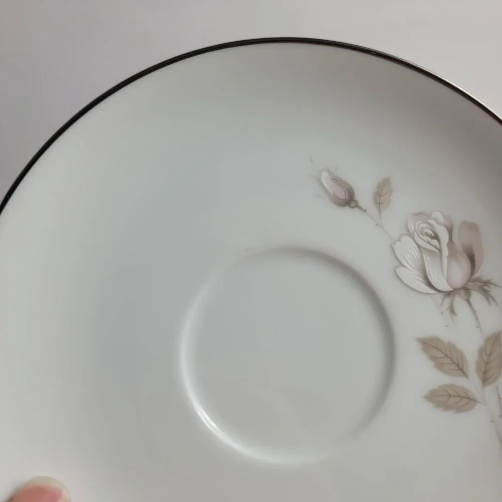 FOUR Noritake Sweet Talk Cup & Saucers Sets White with Pink & White Roses